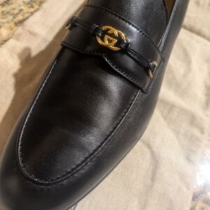 Gucci Interlocking G Black Leather Loafers M9